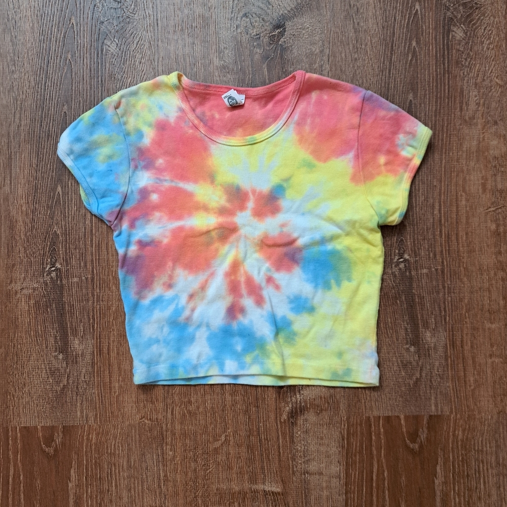 Los Angeles Apparel Baby Rib Crop Top Tie Dye